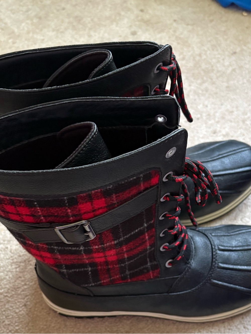 Women’s Black & Red Plaid Winter Duck Boots